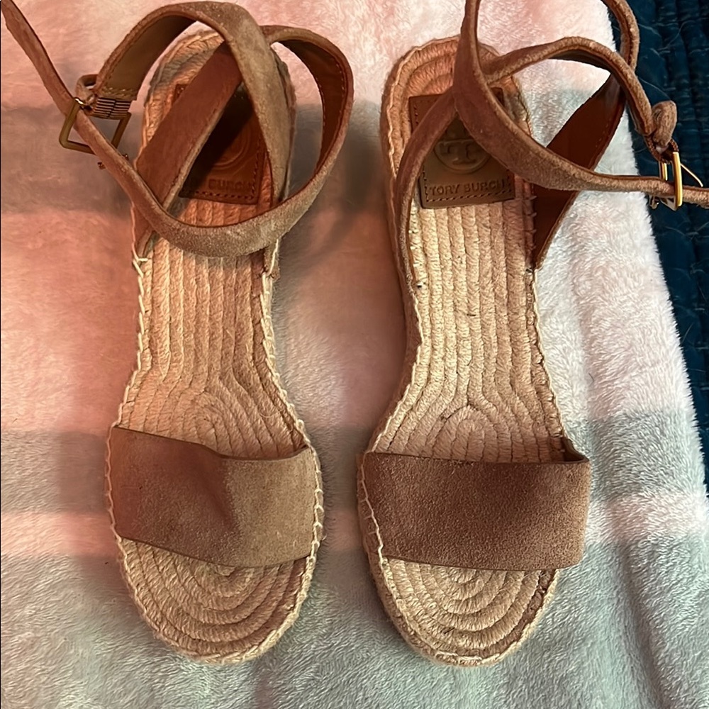 Tory Burch Tan Espadrille Shoes with Jute Sole